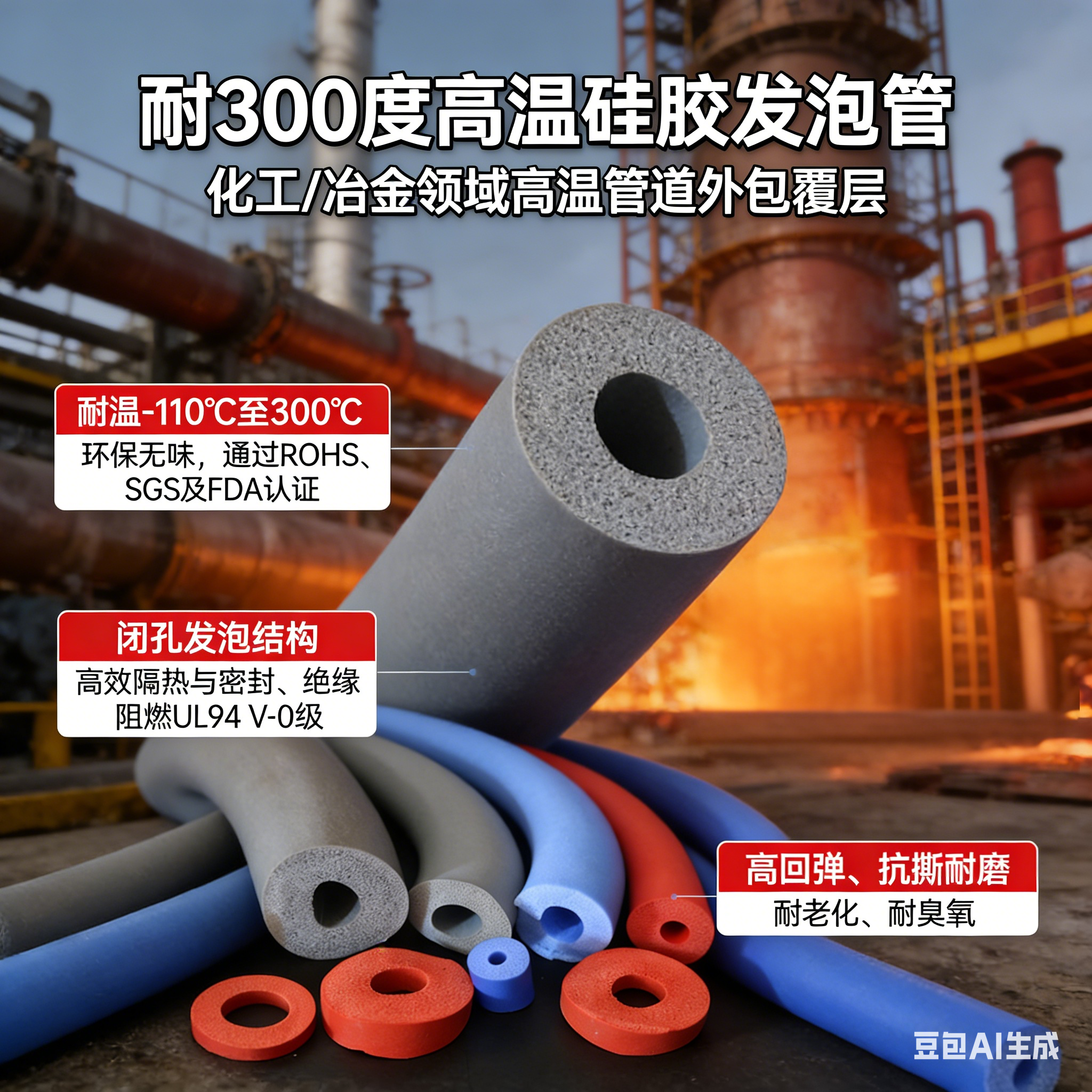 300度高溫硅膠發(fā)泡管